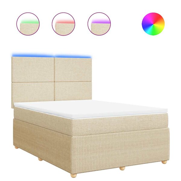 vidaXL Sommier à lattes de lit avec matelas Crème 140x190 cm Tissu