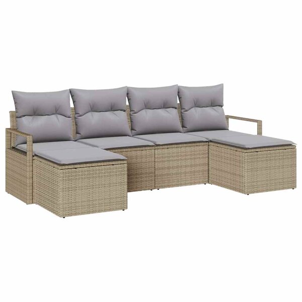 vidaXL Ensemble de Canapés 6 Pièces Beige et Gris clair polyrotin