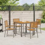 Ensemble de salle à manger de jardin vidaXL 5 pièces en poly rotin gris et acacia
