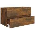 vidaXL Meuble lavabo avec bassin intégré Chêne fumé Bois d'ingénierie
