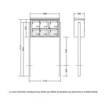 Bloc collectif leabox.com  3x2  grade 3  simple face  Extérieur  fixation sur pieds à sceller  Gris agate RAL 7038 finition brillante