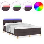 vidaXL Lit avec sommier avec matelas et LED marron foncé 140x200 cm tissu