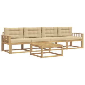 vidaXL Ensemble de canapés d'extérieur 4 Pièces Blanc et Beige