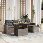 vidaXL Salon de jardin 6 Pièces avec coussins gris résine tressée