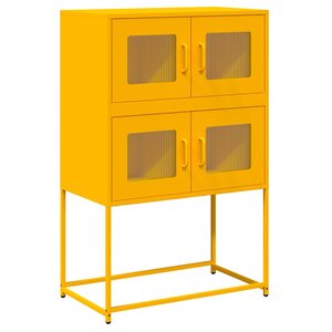 vidaXL Buffet haut jaune moutarde 68x39x107 cm acier