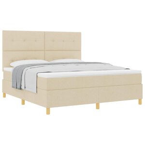vidaXL Lit à ressorts avec matelas Crème 180 x 200 cm tissu