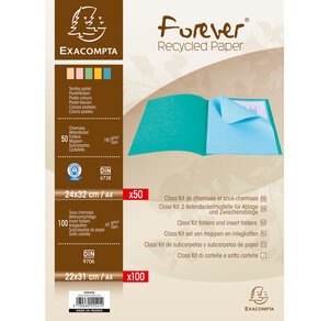 Kit Classement CLASS'KIT 50 Chemises 180g + 100 Sous Chemises 60g Pastel x 5 EXACOMPTA