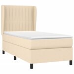 vidaXL Sommier à lattes de lit avec matelas Crème 90x200 cm Tissu