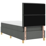 vidaXL Lit à ressorts avec matelas gris foncé 90x200 cm en tissu
