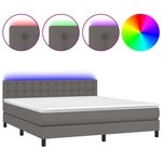 vidaXL Sommier à lattes de lit avec matelas et LED Gris 180x200 cm