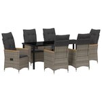 vidaXL Ensemble de jardin 7 pièces avec coussins en rotin poly gris