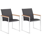 vidaXL Chaises de jardin lot de 2 Textilène et acier inoxydable Gris