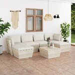 vidaXL Salon de jardin palette 7 Pièces avec coussins bois d'épicéa