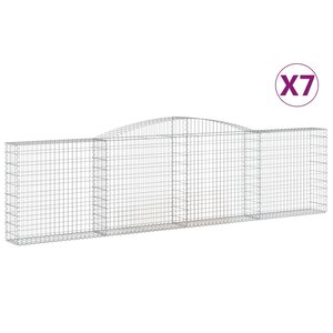 vidaXL Paniers à gabions arqués 7 Pièces 400x30x100/120 cm Fer galvanisé