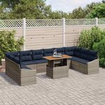 vidaXL Ensemble de canapé de jardin 11 Pièces Gris Poly rotin