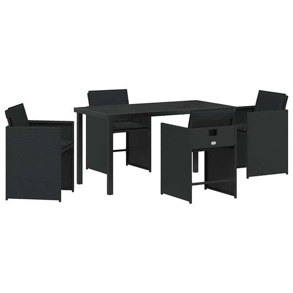 vidaXL Ensemble de salle à manger pour jardin 5 Pièces Noir polyrotin
