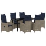 vidaXL Ensemble de salle à manger de jardin de 7 pièces avec coussins noirs en rattan poly