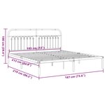 vidaXL Cadre de lit métal sans matelas avec tête de lit noir 183x213cm