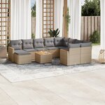 vidaXL Salon de jardin 11 Pièces avec coussins beige résine tressée
