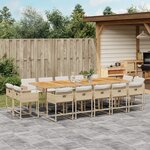 vidaXL Ensemble à manger de jardin et coussins 15 Pièces beige