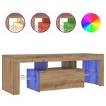 vidaXL Meuble TV avec lumières LED chêne artisanal bois d'ingénierie