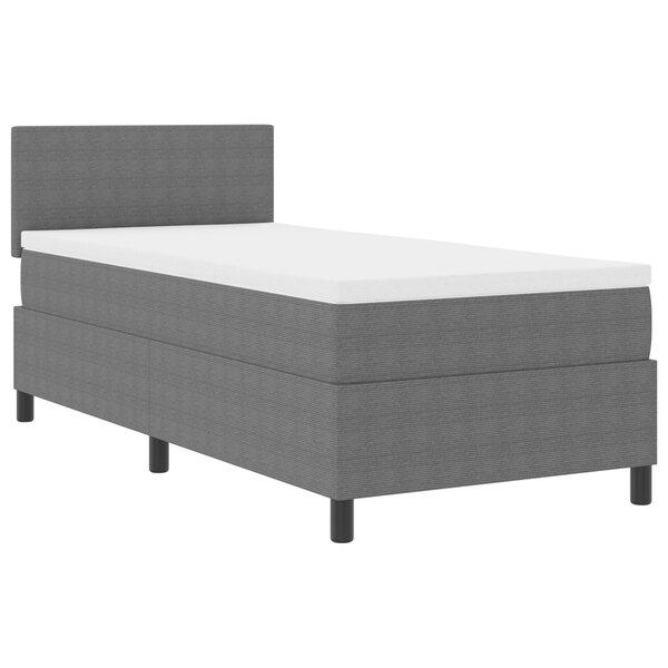 vidaXL Lit à Ressorts avec Matelas & Lumière LED Gris Simple Tissu Velours