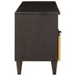 vidaXL Meuble TV Noir et or 100 x 33 x 46 cm bois de manguier massif