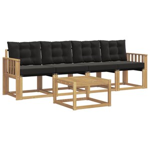 vidaXL Ensemble de canapés d'extérieur 5 pc Blanc et noir