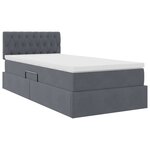 vidaXL Lit de rangement LED avec matelas Gris foncé 90 x 190 cm