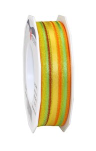 Organza à rayures laitonné mauritius 20-m-rouleau 25 mm orange/vert citron