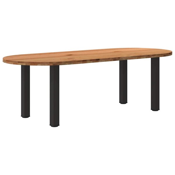 vidaXL Table à manger marron clair bois de chêne massif ovale