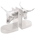 vidaXL Serre-livres 2 Pièces Argent 21 5x15 5x20 cm Aluminium Taureau