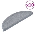 vidaXL Tapis d'escalier 10 pièces 56 x 17 x 3 cm Gris clair Demi-rond