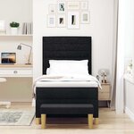 vidaXL Lit à ressorts avec tête de lit Noir 200 x 90 cm tissu