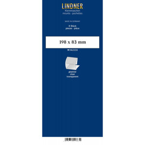 Bandes Klemmfix double soudure 198 x 83 mm pour blocs de timbres. Fond - Transparent