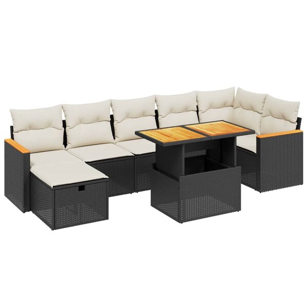 vidaXL Salon de jardin 8 Pièces avec coussins noir résine tressée