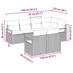 vidaXL Ensemble de canapé de jardin 7 Pièces Gris Poly rotin