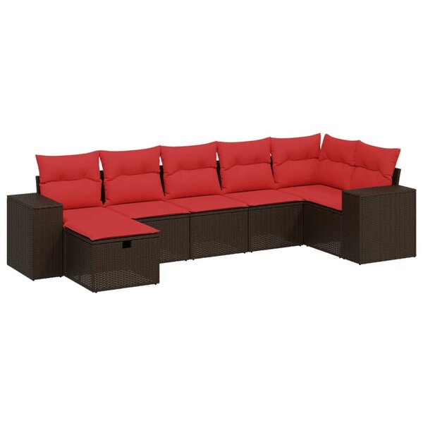 vidaXL Salon de jardin avec coussins 7 Pièces marron résine tressée