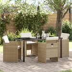 vidaXL Ensemble de salle à manger jardin 5 pièces avec coussins en poly rotin beige