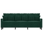 vidaXL Canapé à 3 places Vert foncé 180 cm Velours