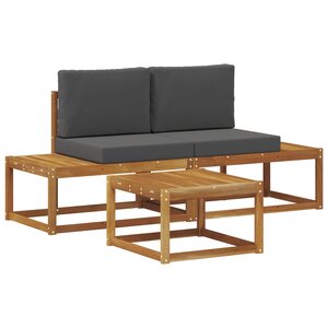 vidaXL Ensemble de canapés d'extérieur avec coussin 3 Pièces Naturel