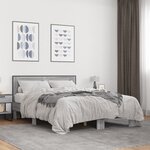 vidaXL Cadre de lit sonoma gris 135x190 cm bois d'ingénierie et métal