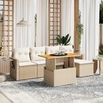 vidaXL Salon de jardin avec coussins 6 Pièces beige résine tressée