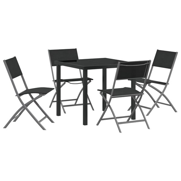 vidaXL Ensemble de Dîner de Jardin 5 Pièces - Textilène Noir et Acier