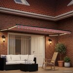vidaXL Auvent rétractable électrique Rouge et Blanc 4 5 × 3 m