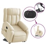 vidaXL Fauteuil inclinable de massage Crème Tissu