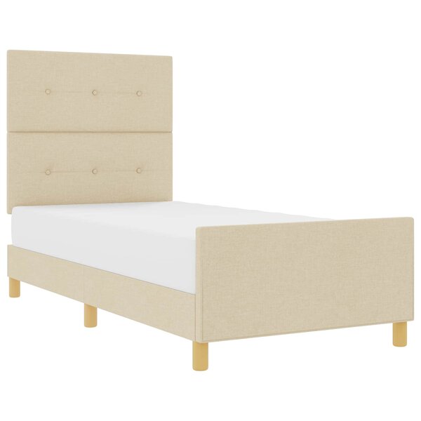 vidaXL Cadre de lit avec tête de lit Crème 100 x 200 cm tissu
