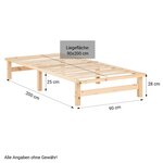 Lit simple 90x200 matelas bois naturel