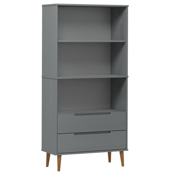 vidaXL Bibliothèque MOLDE Gris 85x35x170 5 cm Bois massif de pin