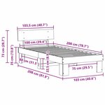 vidaXL Cadre de lit Marron 100 x 200 cm Bois massif en pin
